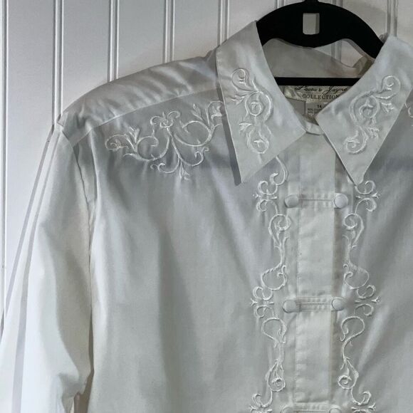 VTG Laura & Jayne Collar Button Down Blouse Women 14 White Prairie Victorian - Picture 2 of 11